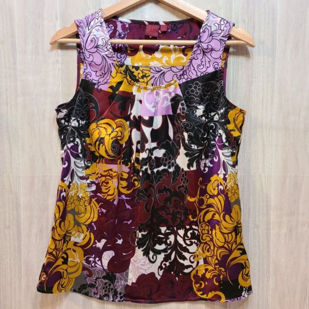 212 Collection Womens Size S Small Multicolor Floral Sleeveless Tank Top Blouse